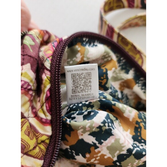 Vera Bradley Quilted Boho Crossbody Bag Green Pink Paisley Adjustable Strap - Picture 10 of 11